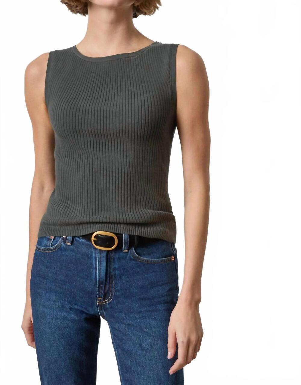 NEW LILLA P sleeveless rib top in elm